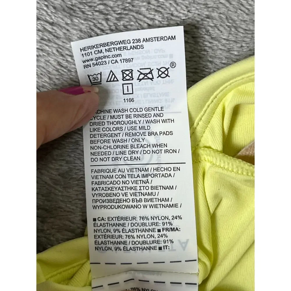 Athleta Triangle Bikini Top Neon Yellow Green Swimwear Size Large New